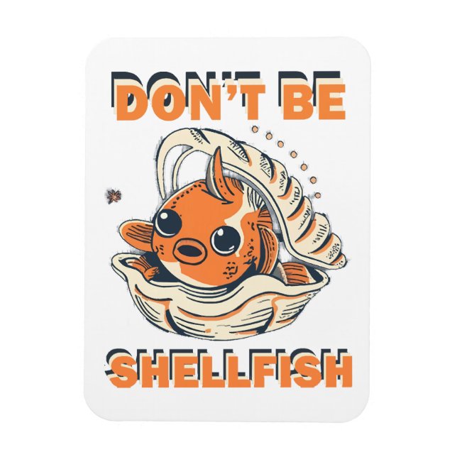 Hilarious Fish in a Shell Art Magnet (Vertical)