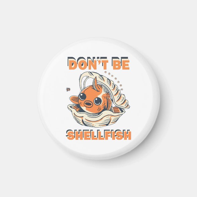 Hilarious Fish in a Shell Art Magnet (Front)