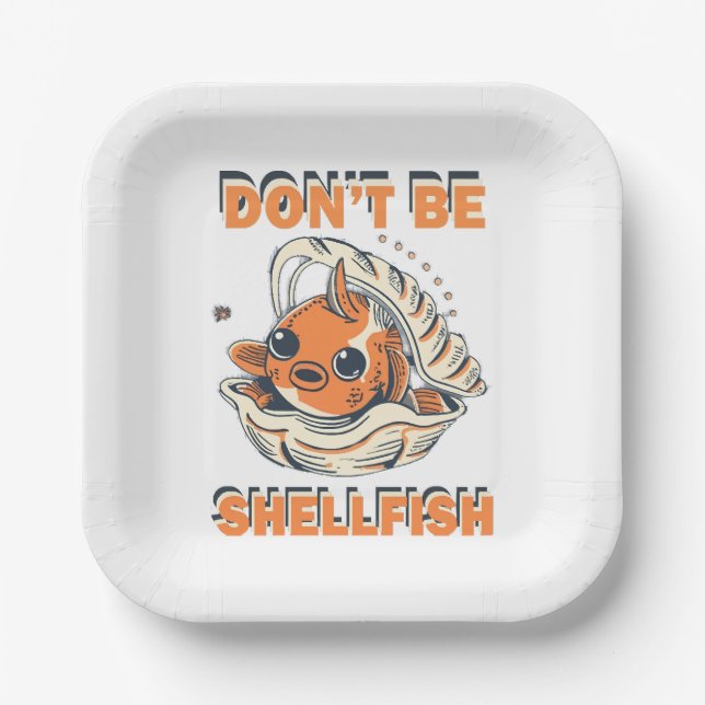 Hilarious Fish in a Shell Art Paper Plate (Front)