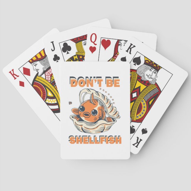 Hilarious Fish in a Shell Art Playing Cards (Back)