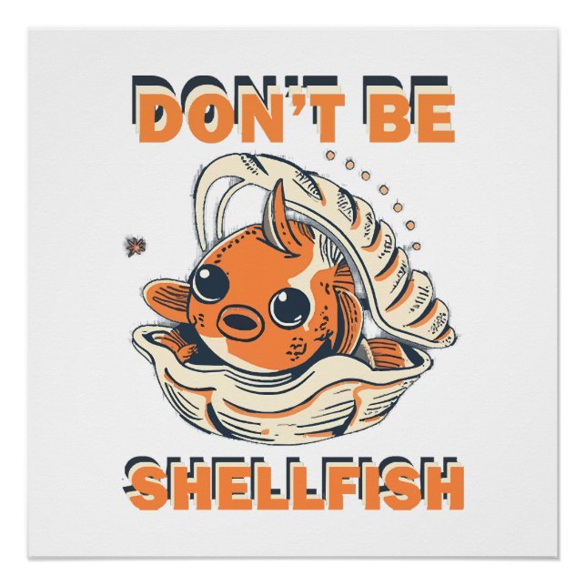 Hilarious Fish in a Shell Art Poster (Front)