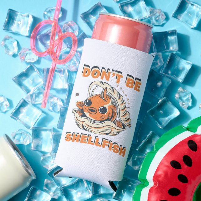 Hilarious Fish in a Shell Art Seltzer Can Cooler (In Situ Summer)