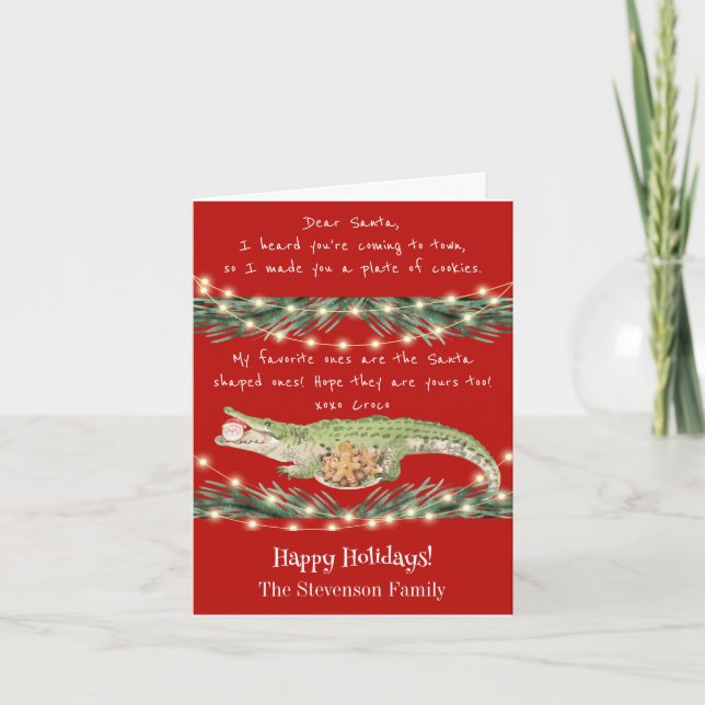 Hilarious Gator Santa Cookies Festive Christmas Holiday Card (Front)