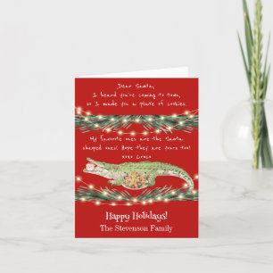 Hilarious Gator Santa Cookies Festive Christmas Holiday Card