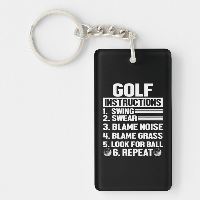 Hilarious Golf Instructions Novelty Idea For Key Ring (Front)