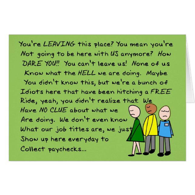 Hilarious Group  Co-Worker Leaving Card Green (Front Horizontal)