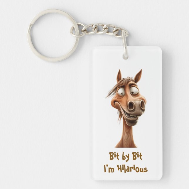 Hilarious Horse Rectangle Keychain (Front)