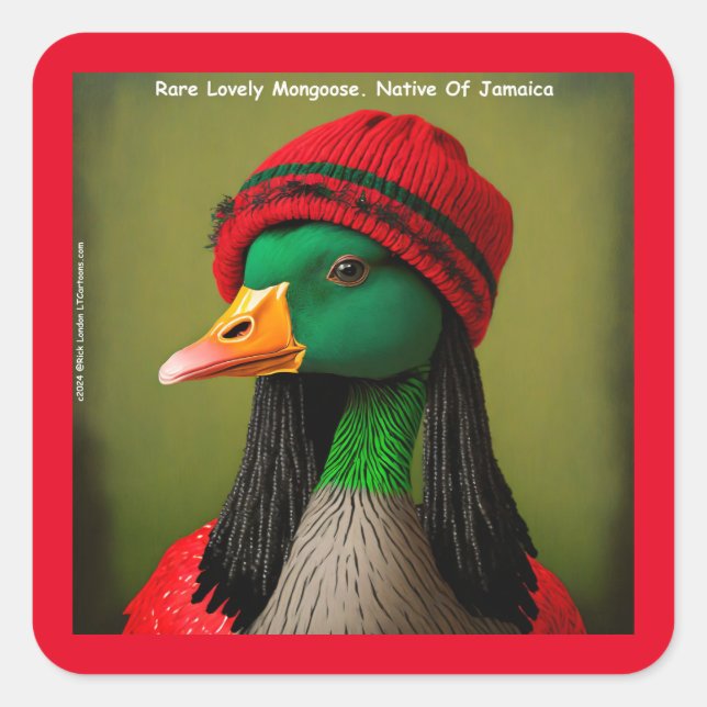 Hilarious Jamaican Mongoose Canadian Reggae Goose Square Sticker (Front)