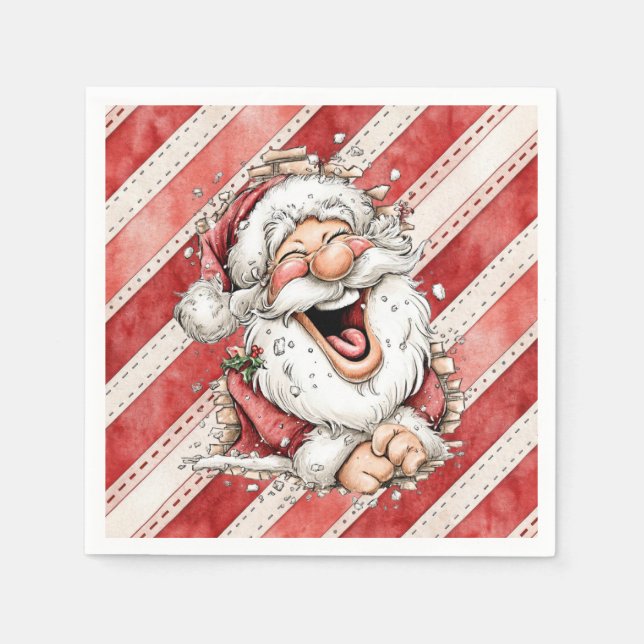 Hilarious Laughing Santa Claus Napkin (Front)
