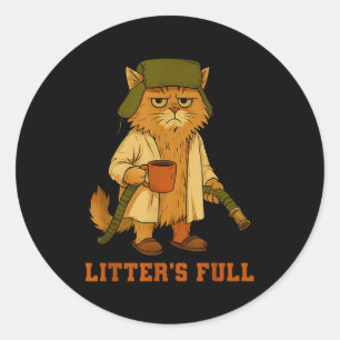 Hilarious Litter’s Full Funny Coffee Cat Lovers Ch Classic Round Sticker