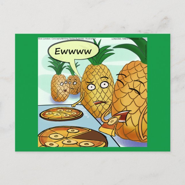 Hilarious LTCartoons Pineapple Pizza Postcard  (Front)