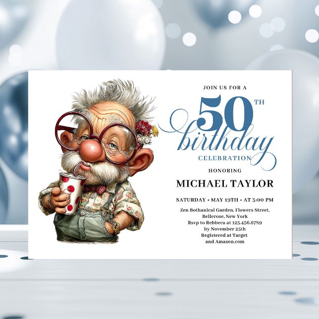 Hilarious Man Turning 50 Milestone Party Invite (Hilarious Man Turning 50 Milestone Party Invite)