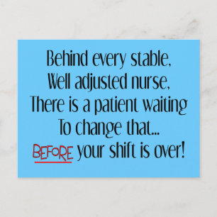 Hilarious Nurse Gifts "Behind Every Stable Nurse" Postcard