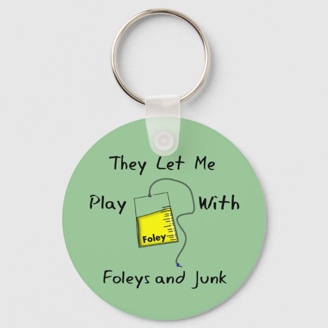 Hilarious Nursing Student Gifts "Foleys and Junk" Key Ring (Front)