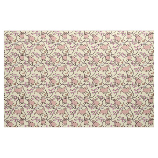 Hilarious pattern 2 Chinese Vietnamese Pig Year F Fabric (Fat Quarter)