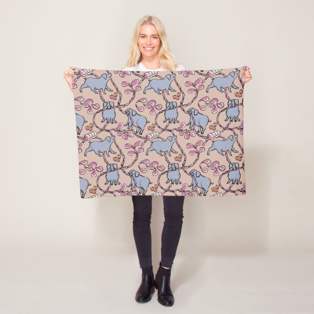 Hilarious pattern Chinese Pig Year old Pink Fleece Blanket (In Situ)