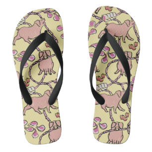 Hilarious pattern Chinese Pig Year Yellow Men FF Thongs