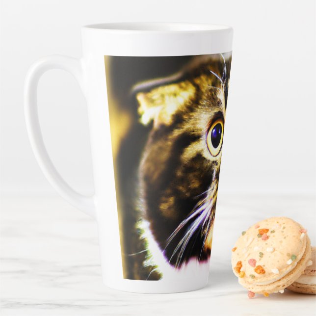Hilarious Photo of a Funny Cat. Buy Now Latte Mug (In Situ)
