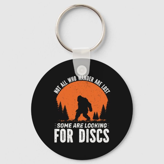 Hilarious Sasquatch Disc Golf Player Funny Graphic Key Ring (Front)