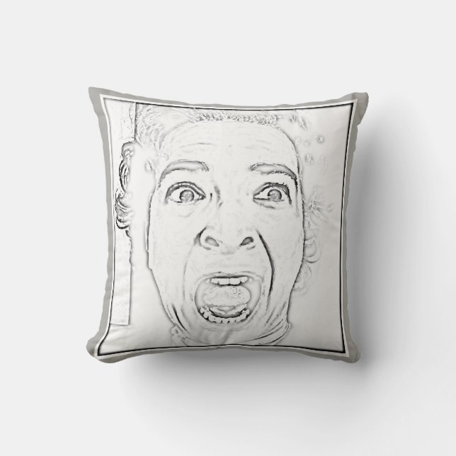 Hilarious Scared Woman Face Design Cushion (Front)
