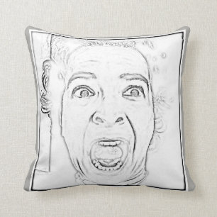 Hilarious Scared Woman Face Design Cushion