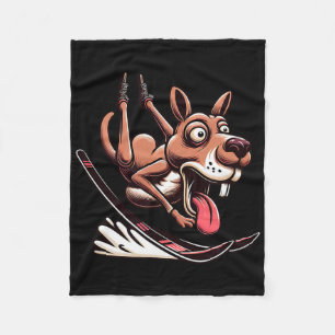 Hilarious Ski Dog Downhill Crash Snow Sport  Fleece Blanket