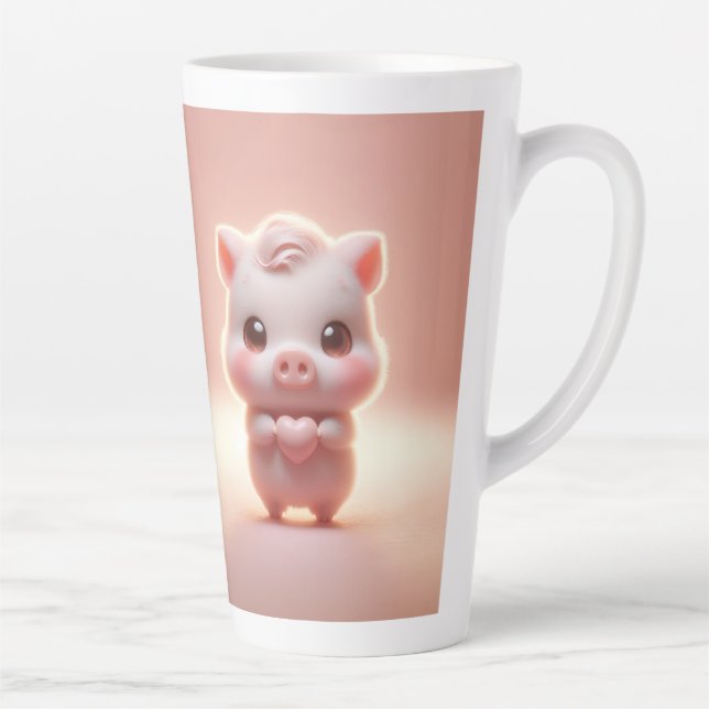 Hilarious Valentine Pig 3D Look Front & Back Latte Mug (Right)