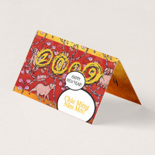 Hilarious Vietnamese Pig Year Greeting Folded C Business Card
