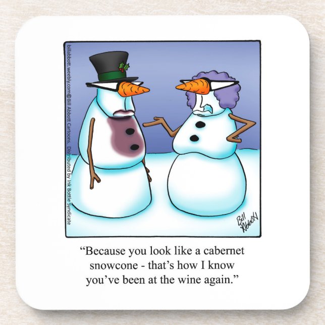 Hilarious Winter Wine Humour Coaster Set (Front)