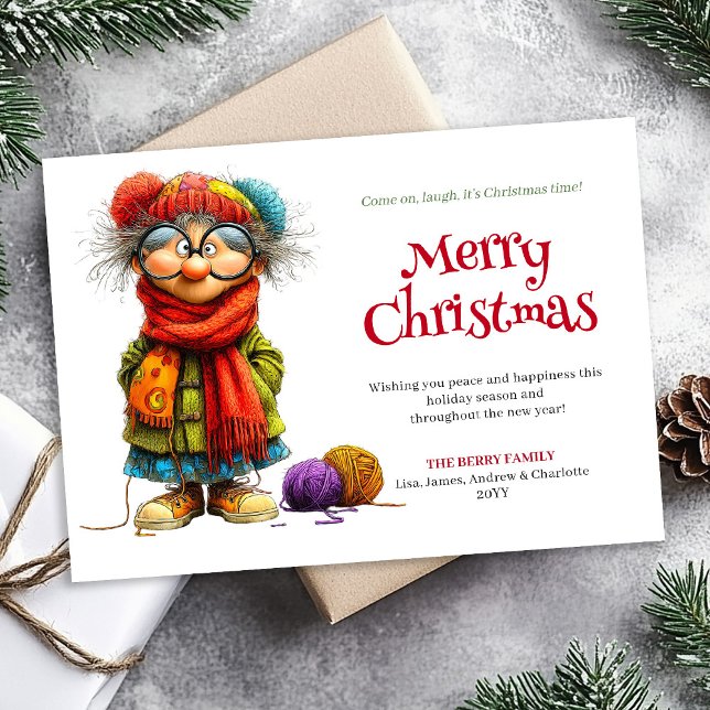 Hilarious Woman Christmas Card Editable Design (Hilarious Woman Christmas Card Editable Design)