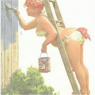 HILDA CURVY BIKINI ON LADDER BIG DECAL STICKER
