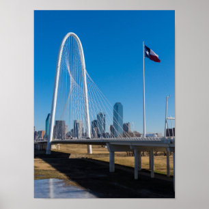 Hill Bridge And Flag Poster