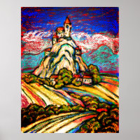 Hill Castle Colorful Pastel Fantasy