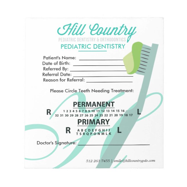 Hill Country PDO Dental Referral Notepad (Front)