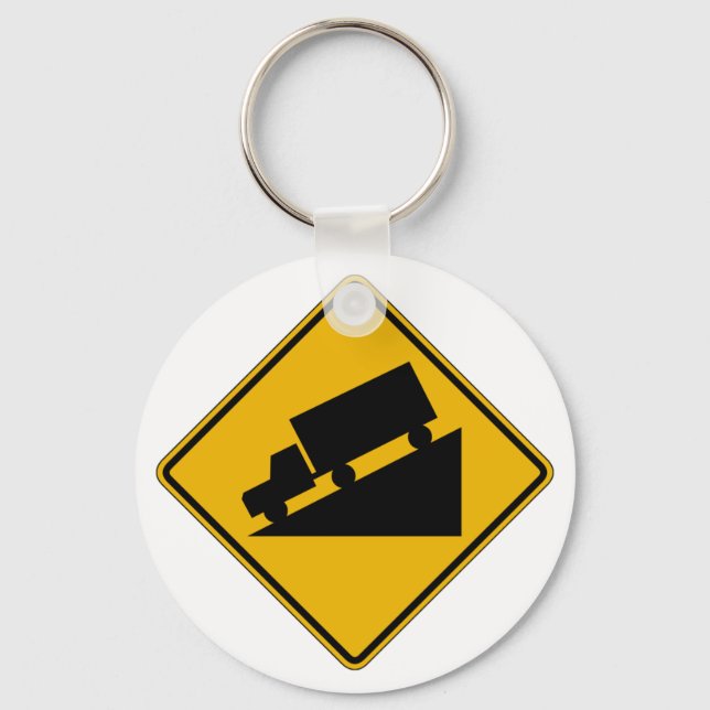 Hill (Graphic), Traffic Warning Sign, USA Key Ring (Front)