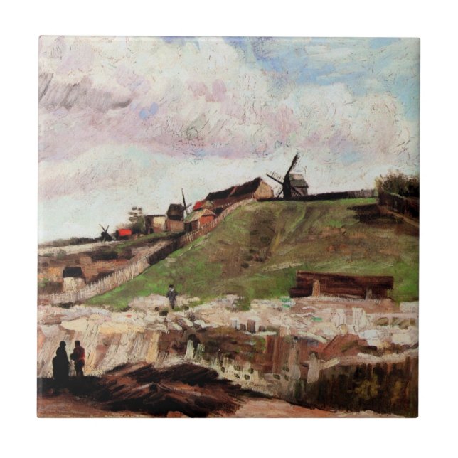Hill of Montmartre with Quarry by Vincent van Gogh Ceramic Tile (Front)