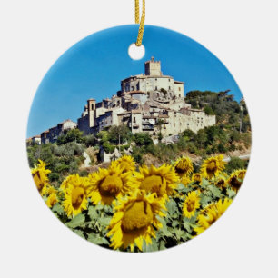 Hill town of Narni, Umbria, Italy  flowers Ceramic Ornament