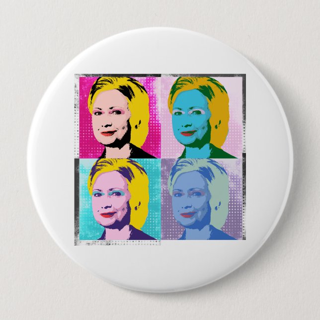 hillary 2016 pop art - -  10 cm round badge (Front)