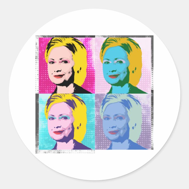 hillary 2016 pop art - -  classic round sticker (Front)
