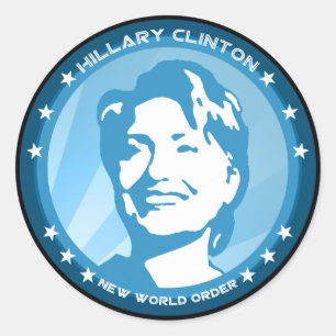 hillary clinton 08. blue rays. classic round sticker