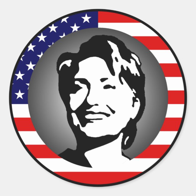 hillary clinton 08. us flag. classic round sticker (Front)