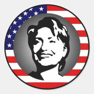 hillary clinton 08. us flag. classic round sticker