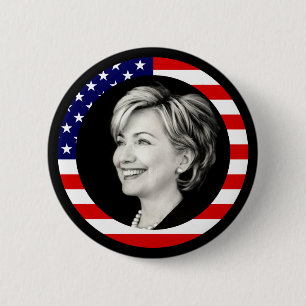 hillary clinton 08. us flag. picturesque. 6 cm round badge