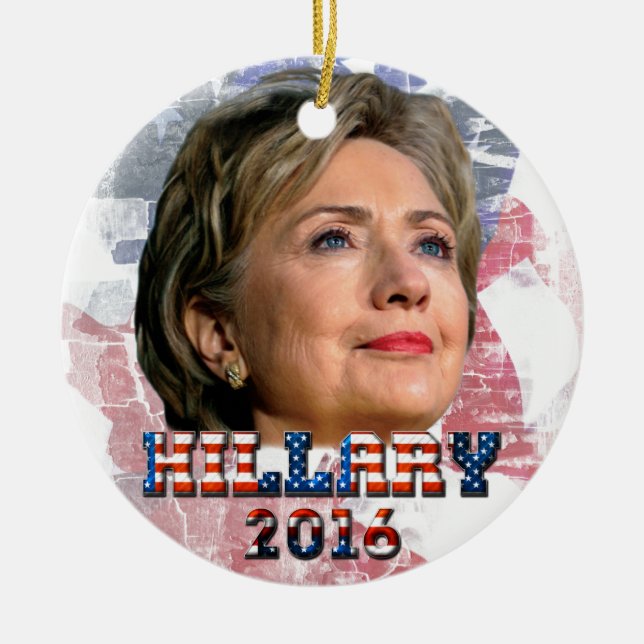 Hillary Clinton 2016 Ceramic Tree Decoration (Front)