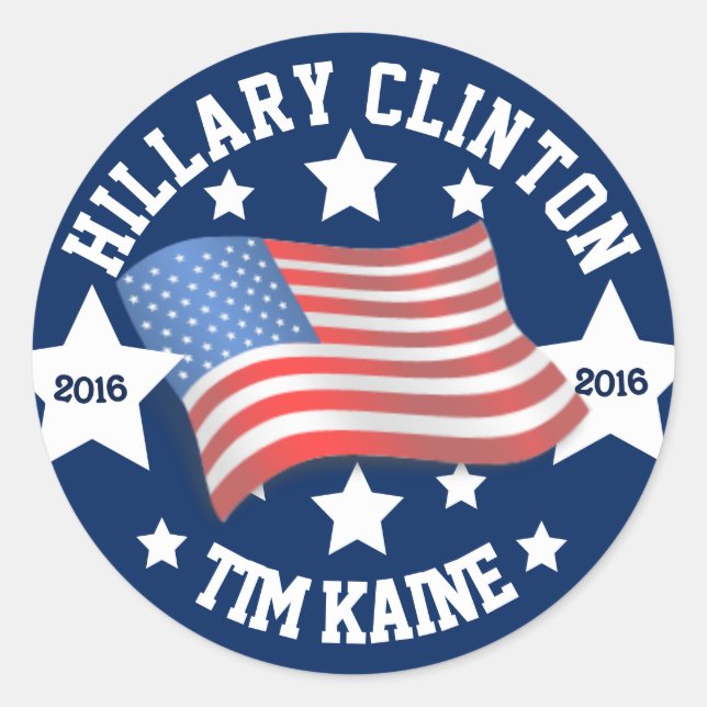 Hillary Clinton and Tim Kaine 2016 Classic Round Sticker (Front)