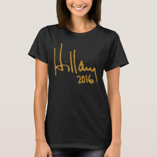 Hillary Clinton Autograph Faux Gold Glitter T-Shirt