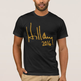 Hillary Clinton Autograph Faux Gold Glitter T-Shirt