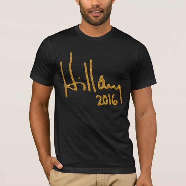Hillary Clinton Autograph Faux Gold Glitter T-Shirt (Front)