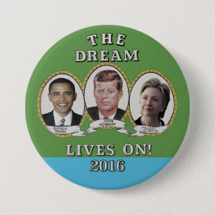 Hillary Clinton, Barack Obama & John Kennedy 7.5 Cm Round Badge