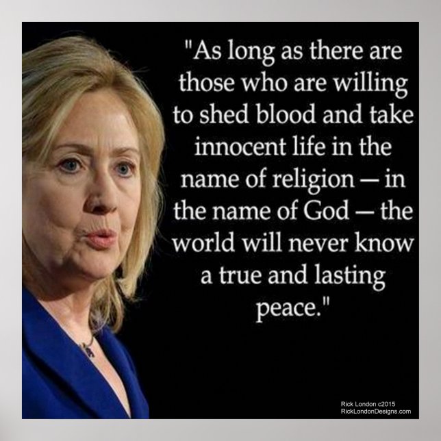 Hillary Clinton & Blood/Religion Quote Poster (Front)